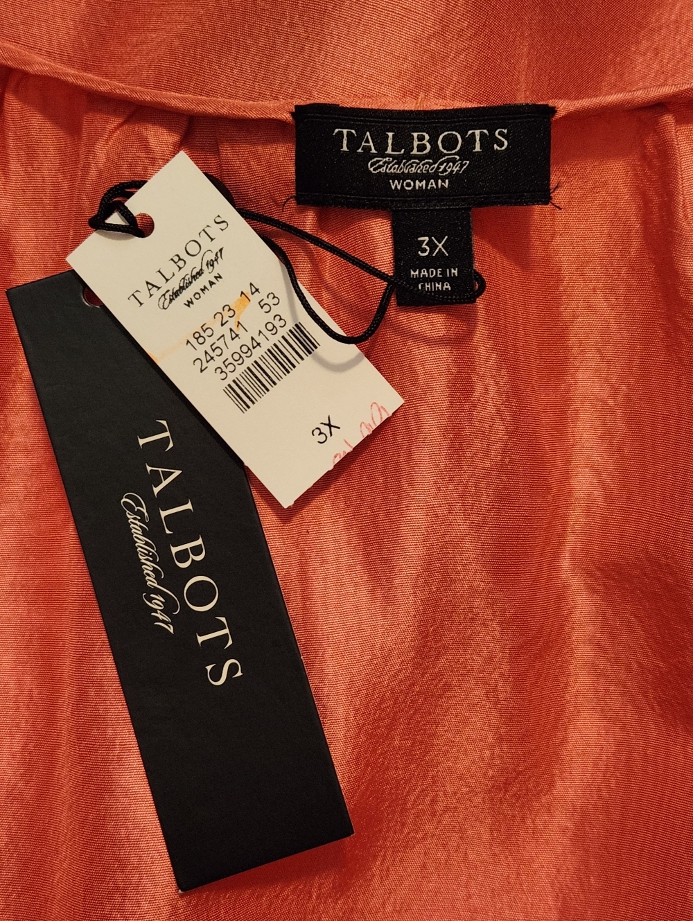 🆕️ 🍁Talbots🍁 - Peach Orange Silk Peasant Top - Picture 3 of 10